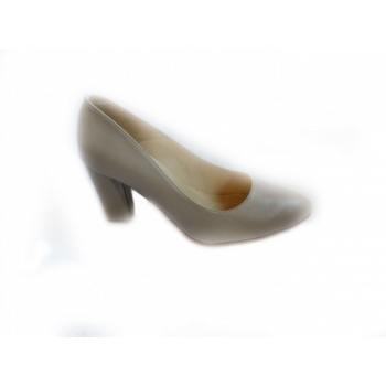 Skórzane szerokie czółenko tęgość G i H obcas 8.5 cm
